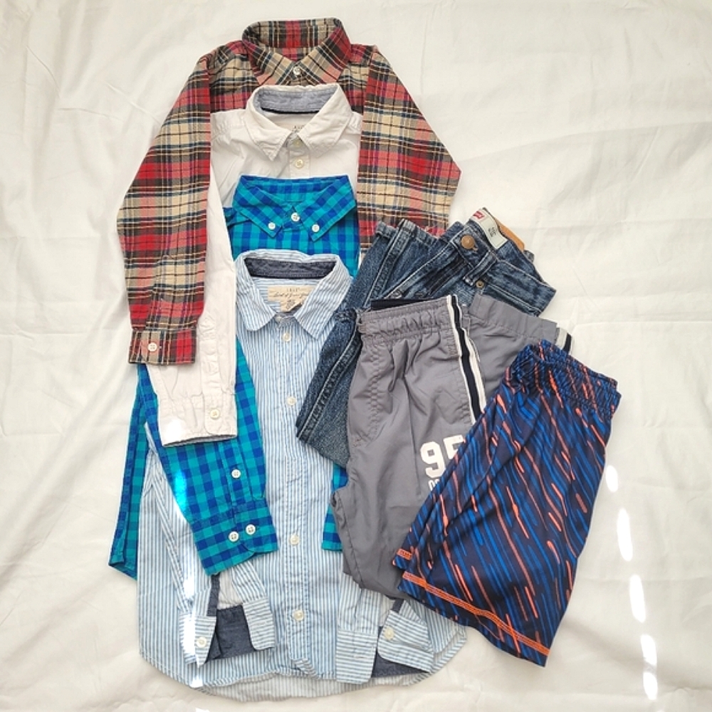 🎁BUNDLE OF 7 PIECES. SHIRTS / PANTS H&M CREWCUTS TALBOTS LEVI'S OSHKOSH.Size 5.